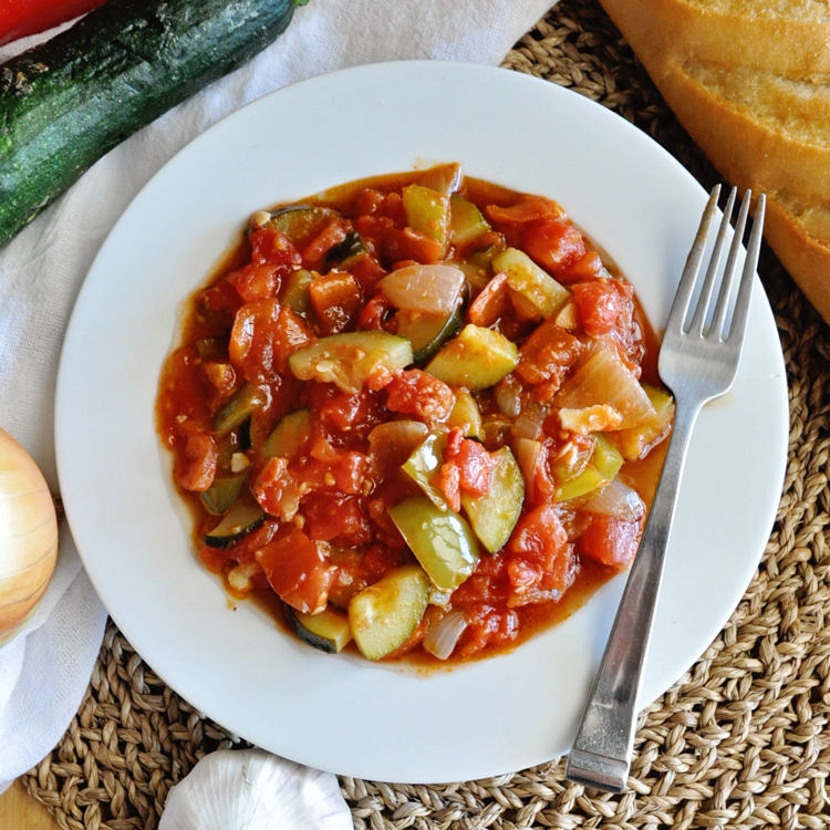 Traditional Spanish Pisto (Ratatouille) with Vegetables & Olive Oil