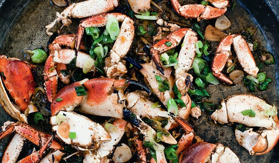 Stir-Fried Crab with Ginger and Spring Onions