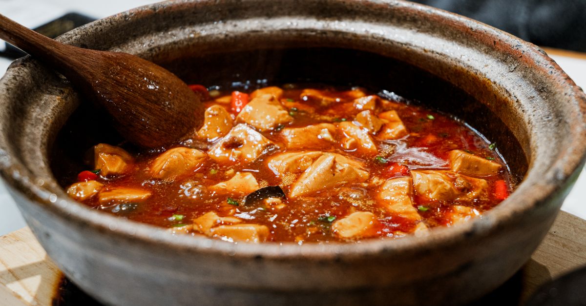 Thai Panang Tofu Braise with Aubergine, Bamboo Shoots & Basil