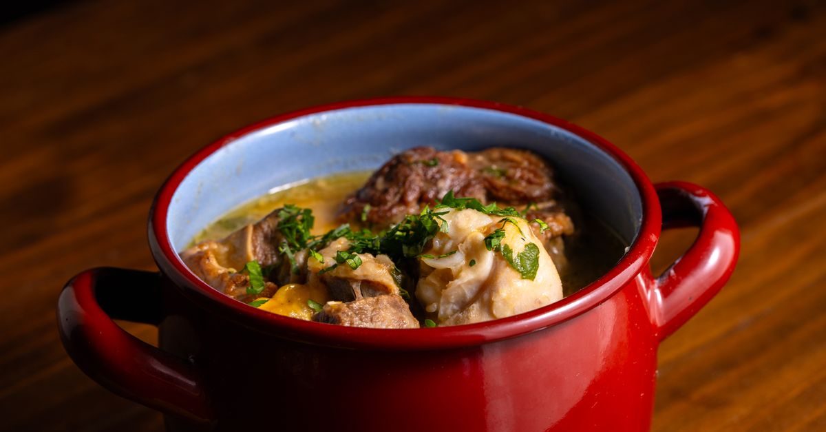 Slow-Braised Beef Shin with Tomato, Olives and Polenta