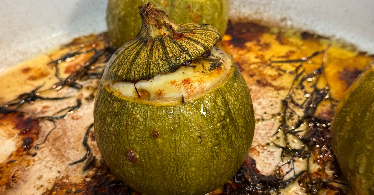 Lebanese Stuffed Courgettes with Herbed Rice and Yogurt Sauce