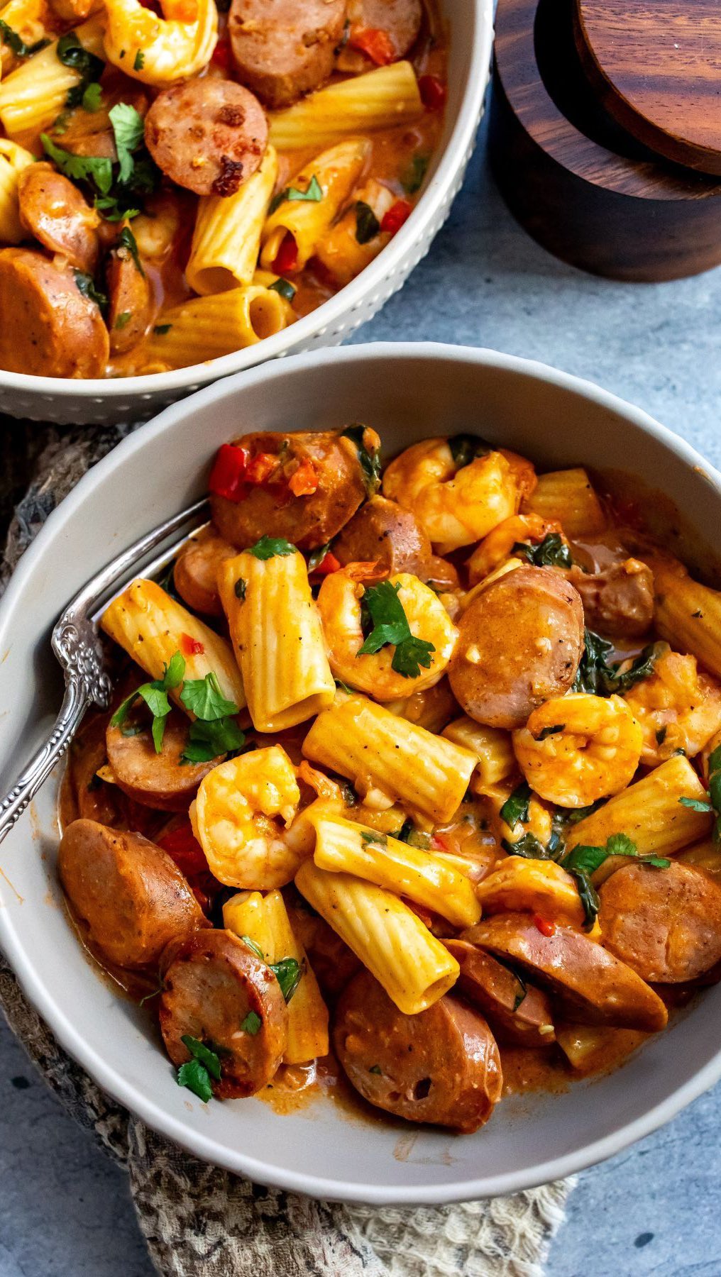 Kicked Cajun Shrimp and Sausage Pasta