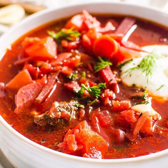 Ukrainian Borscht (Beet Soup)