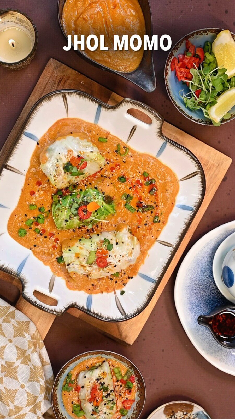 Nepali Jhol Momo (Cabbage Dumplings in Spicy Tomato Broth)