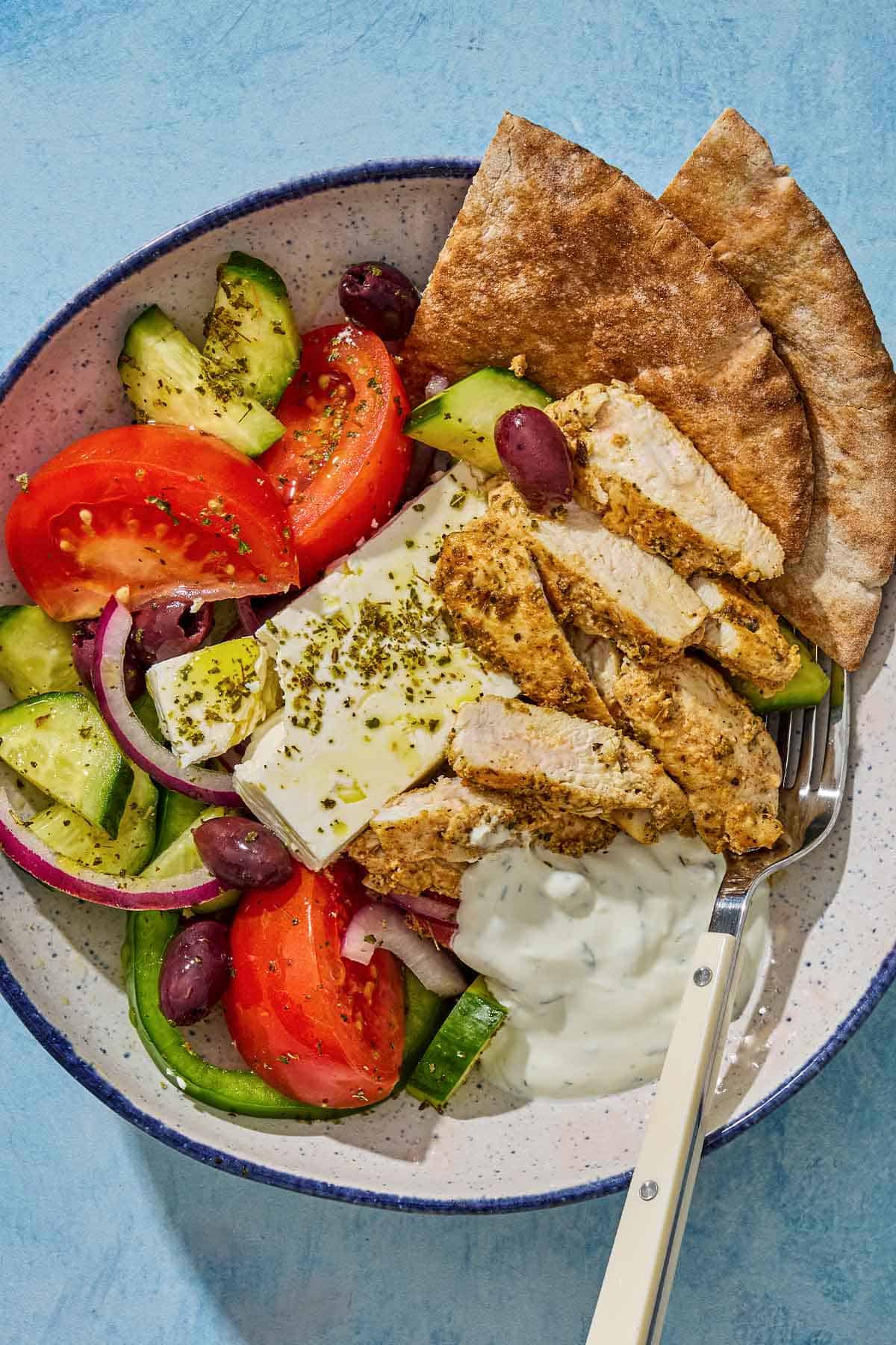 Gyro bowl with chicken and feta