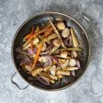 Roasted root vegetables with crushed pepitas