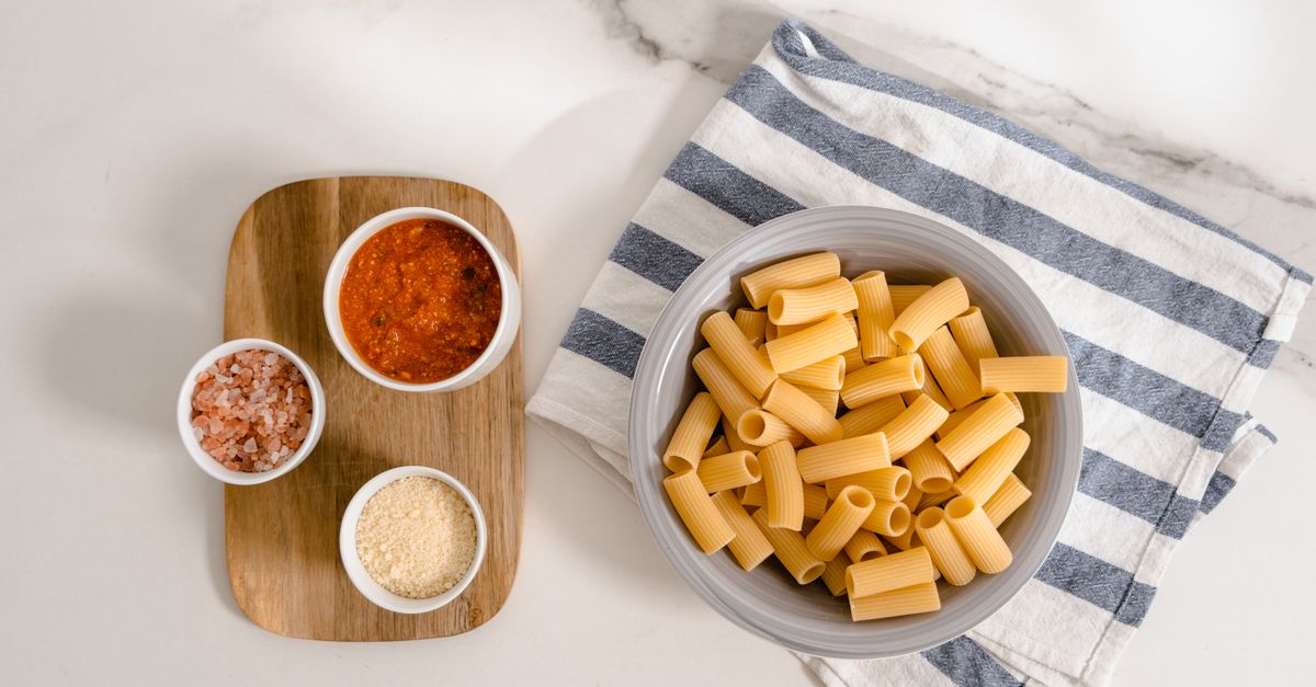 Italian Rigatoni with Roasted Courgette, Lentil Ragù & Basil Breadcrumbs