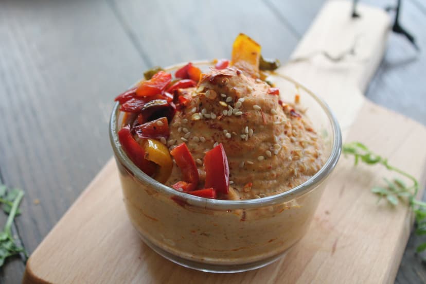 Warm Chickpea and Roast Pepper Salad with Tahini