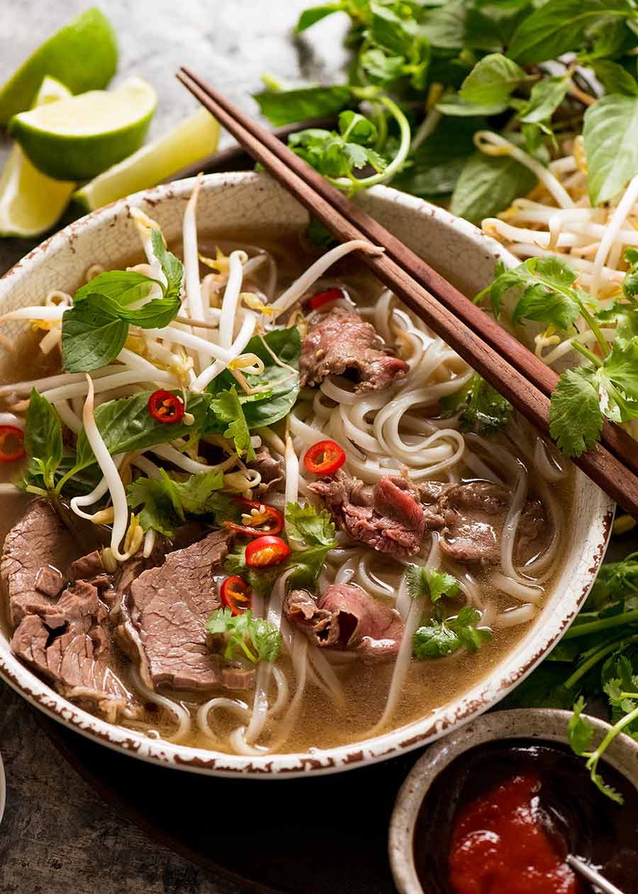 Vietnamese Pho (Phở) with brisket and beef bones