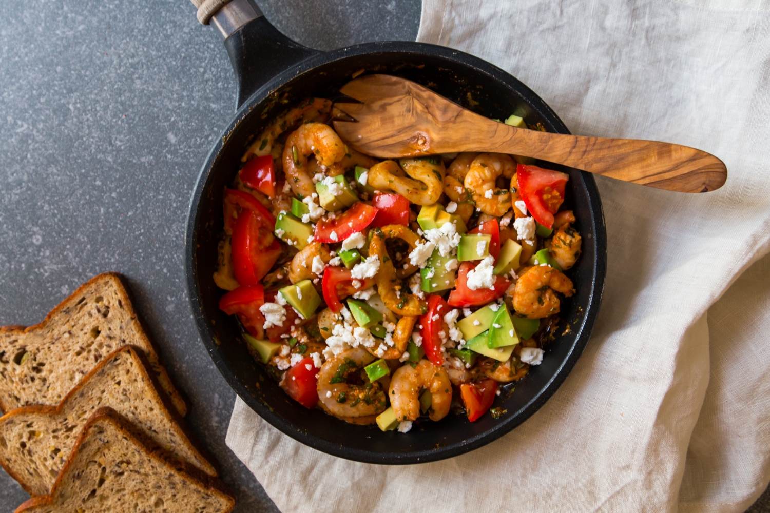 Chermoula prawns and calamari with tomatoes and avocado