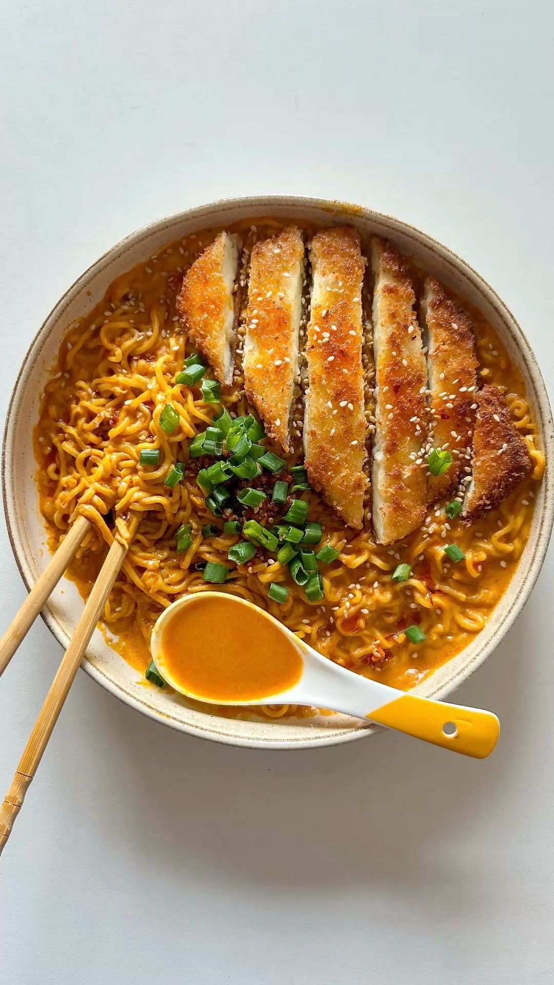Spicy Peanut Butter Maggi with Crispy Paneer Katsu Fusion Bowl