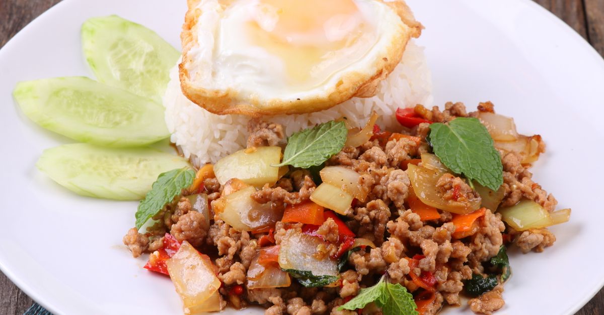 Thai Basil Tofu & Sweet Pepper Stir-Fry with Coconut-Lime Rice