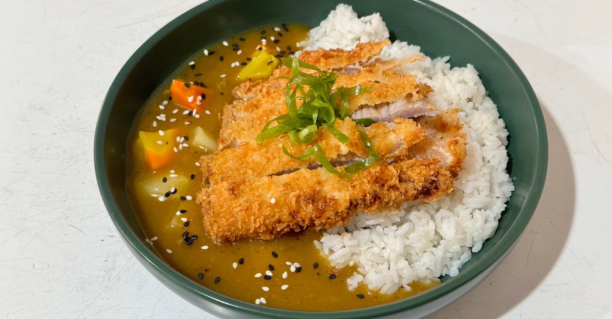 Japanese Sweet Potato Katsu with Coconut Curry Sauce & Edamame Rice