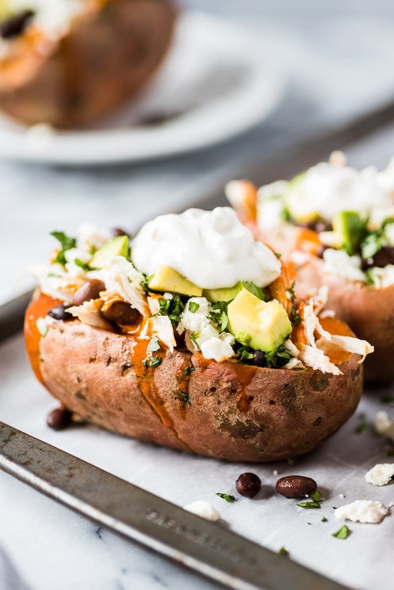 Chicken Enchilada Stuffed Sweet Potatoes