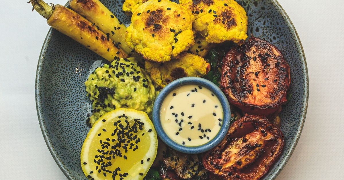 Roasted Cauliflower & Tahini Wrap with Pomegranate & Herbs