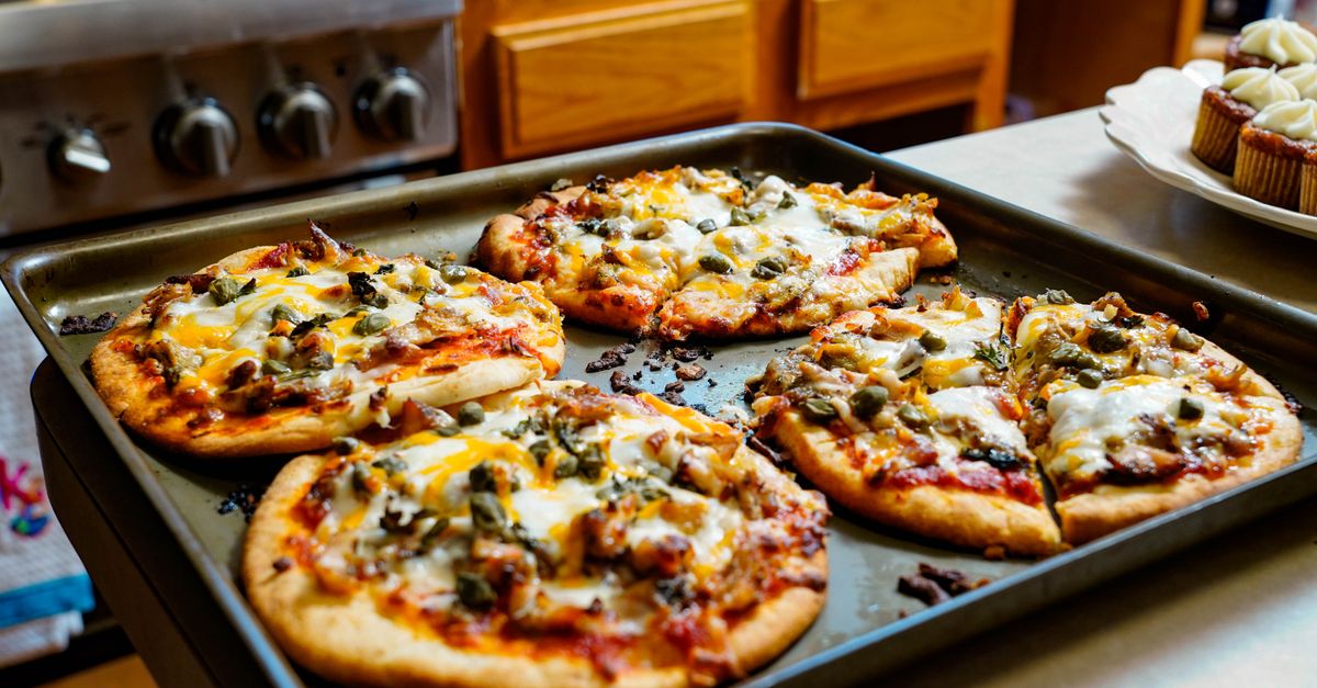 White Bean, Roasted Pepper and Mozzarella Flatbreads