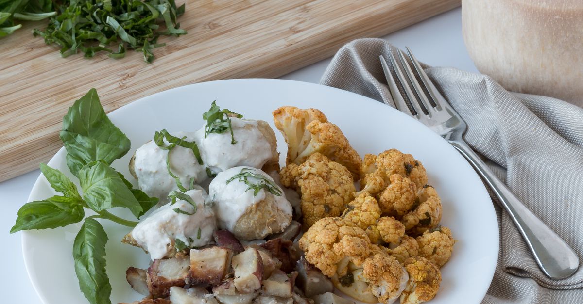 Turmeric Roasted Cauliflower with Quinoa and Tangy Tahini Drizzle