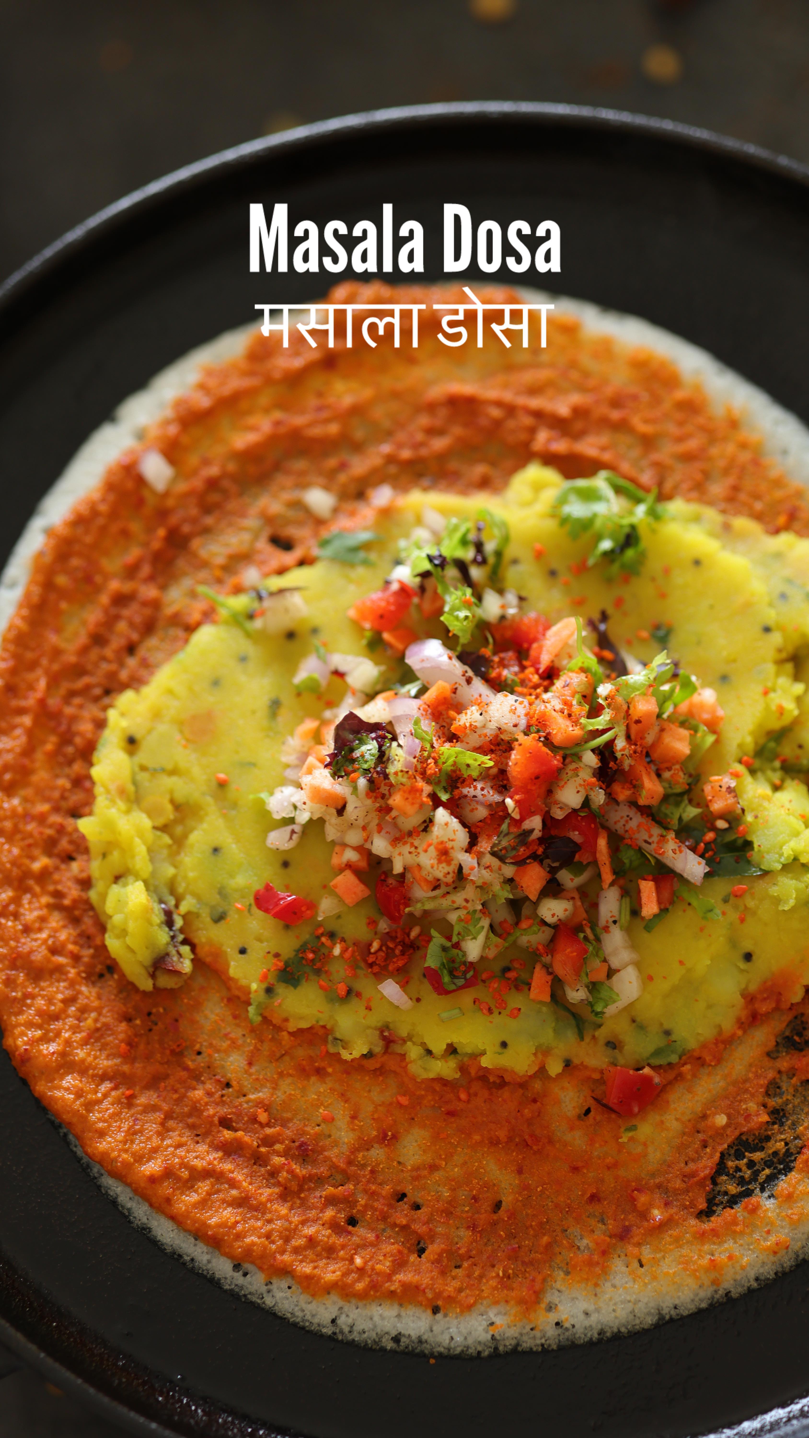 Masala Dosa with Spicy Chutney, Aloo Masala and Kachumber Salad
