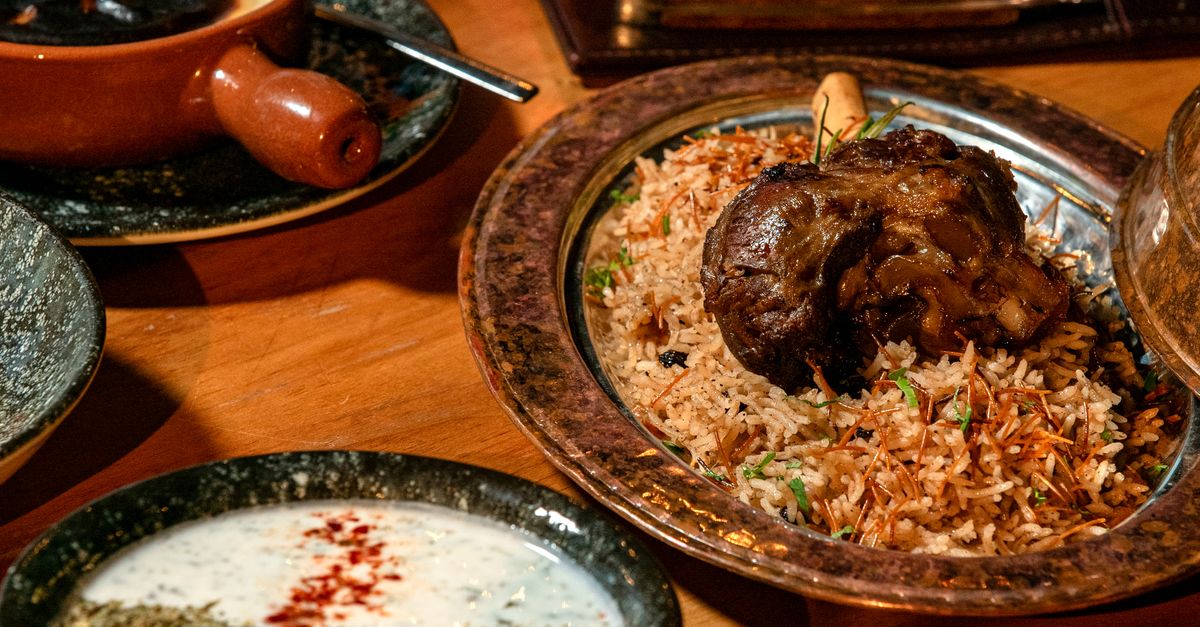 Braised Lamb Shoulder with Aubergine, Pomegranate & Mint