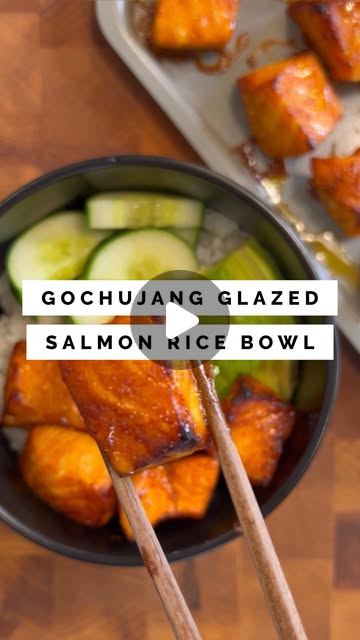 Air-fried gochujang-glazed salmon rice bowl
