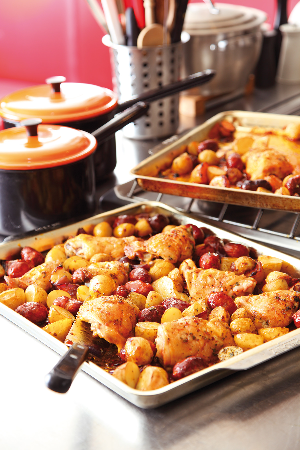 Spanish chicken with chorizo and potatoes (tray-bake)