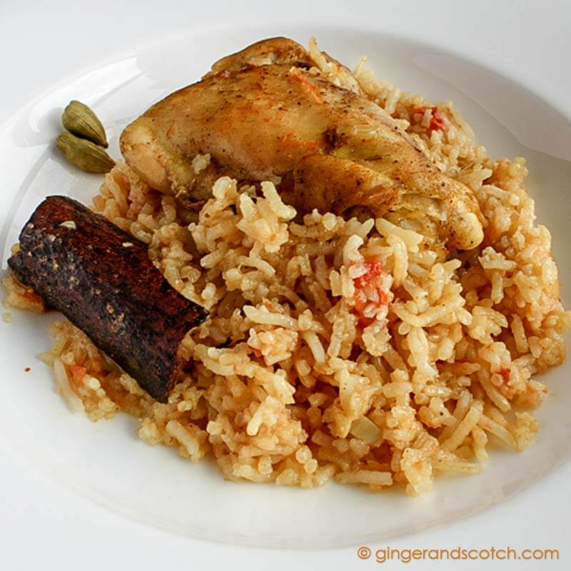 Emirati chicken machboos (chicken and spiced rice, fogga dejaj)