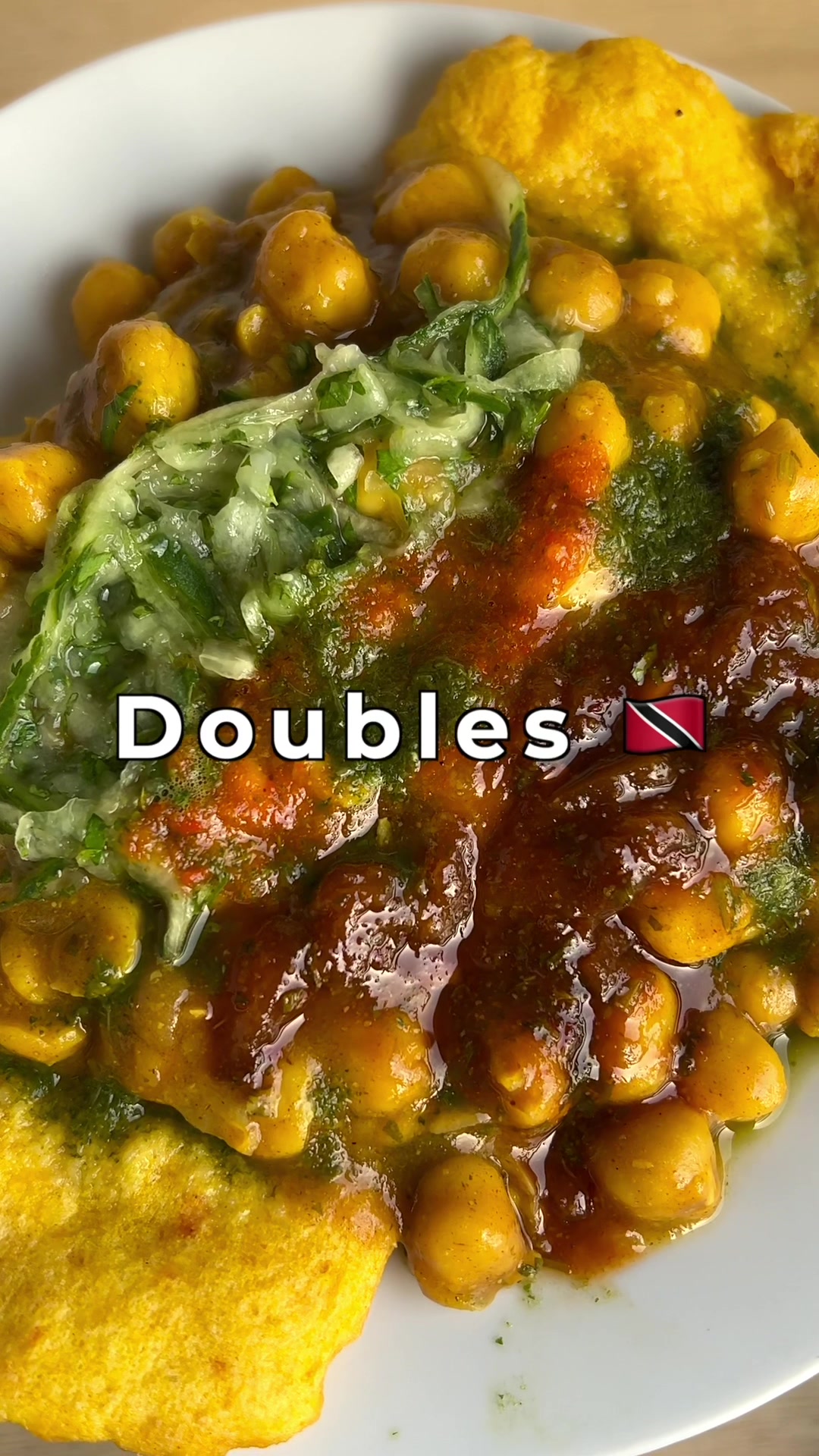 Trinidadian doubles (chickpea curry in fried flatbread)