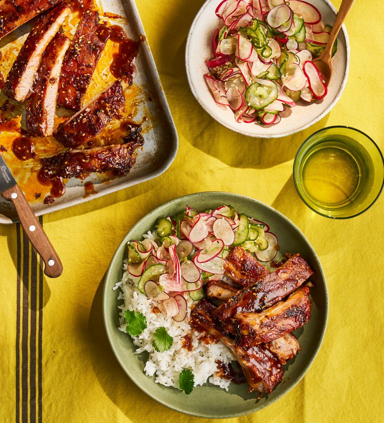 Korean BBQ-style ribs & radish slaw