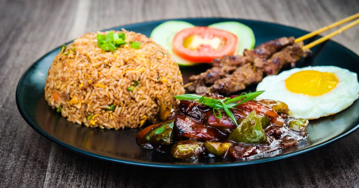 Egg Fried Rice with Crispy Chilli Peanuts & Pak Choi