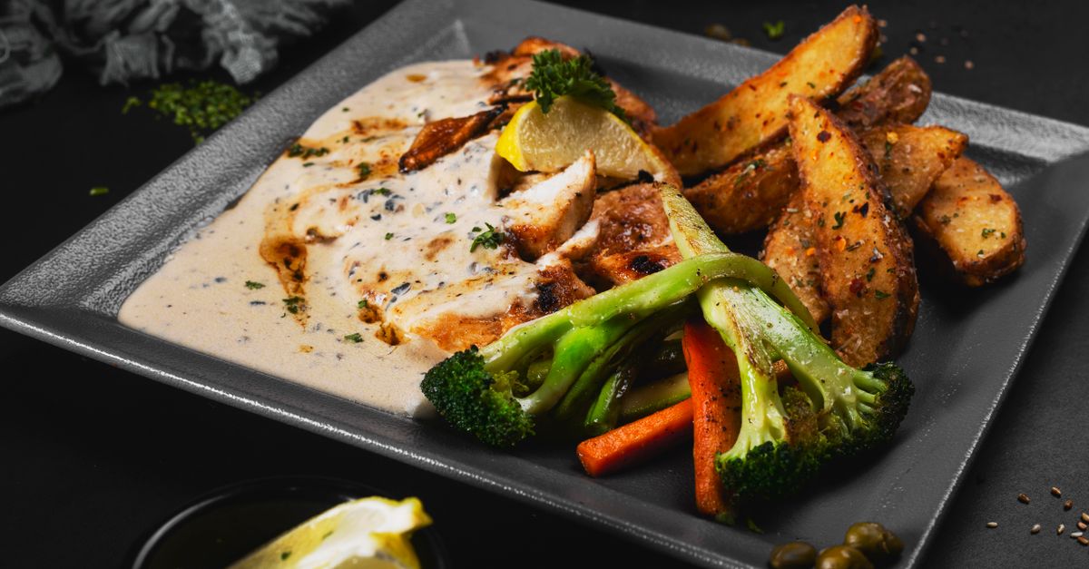 Grilled Chicken with Charred Lemon, Wheatberries and Herby Yogurt