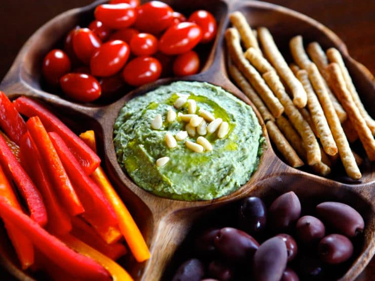 White Bean Basil Pesto Hummus
