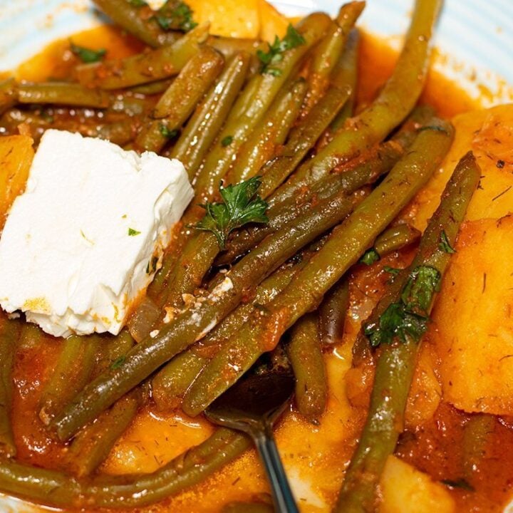 Greek Fasolakia (Braised Green Beans in Tomato Sauce)
