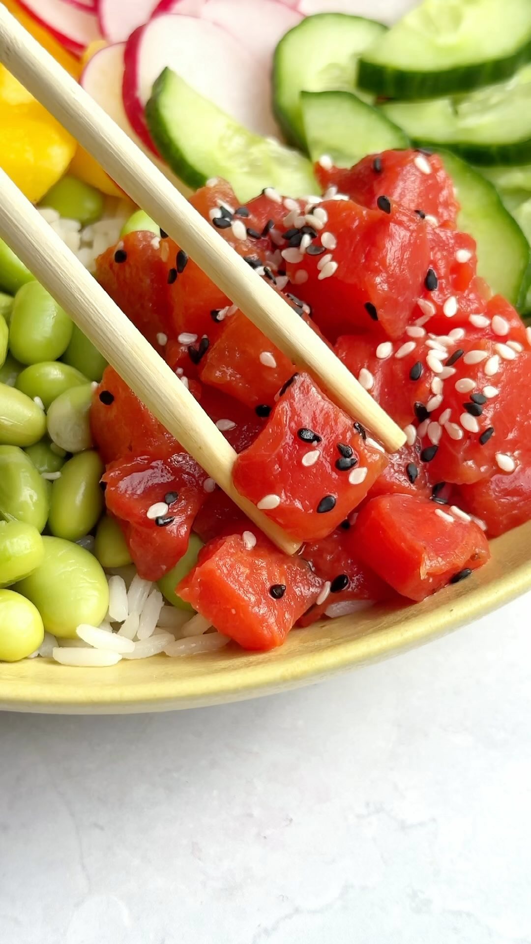 Roasted Marinated Watermelon Poke Bowl