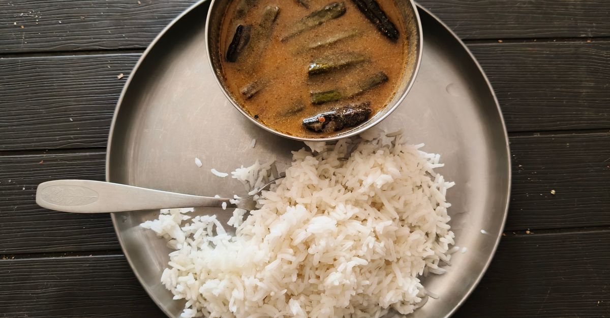 Tamil Rasam with Coconut Rice and Papadum
