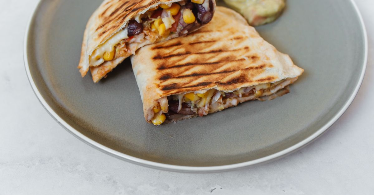Mexican Chipotle Black Bean & Sweetcorn Quesadilla with Lime Salsa