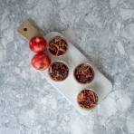 Vanilla-infused panna cotta with pomegranate glaze