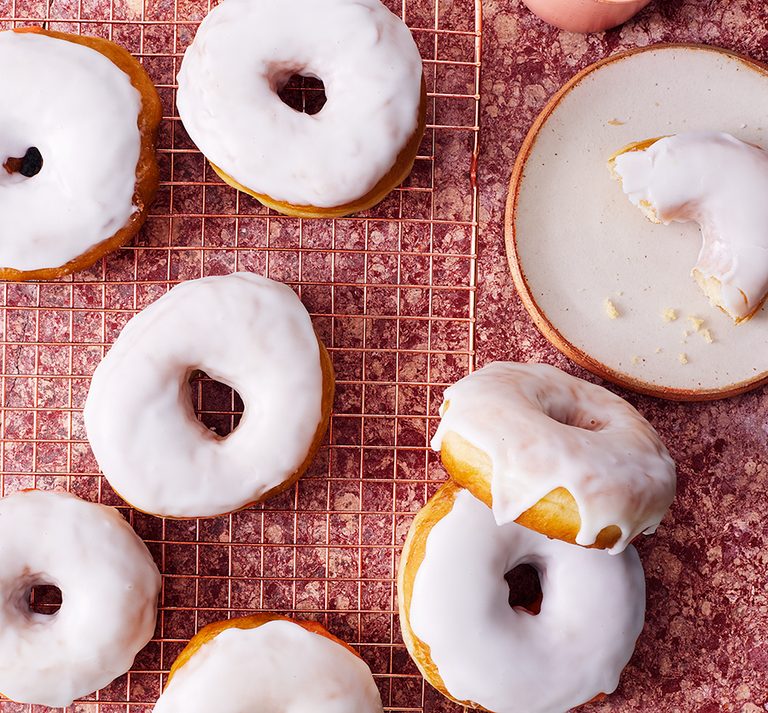 Homemade glazed doughnuts