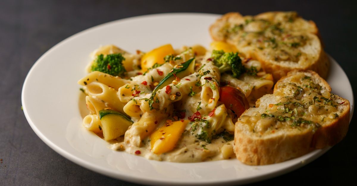 Italian Grilled Vegetable Pasta with Walnut and Herb Sauce