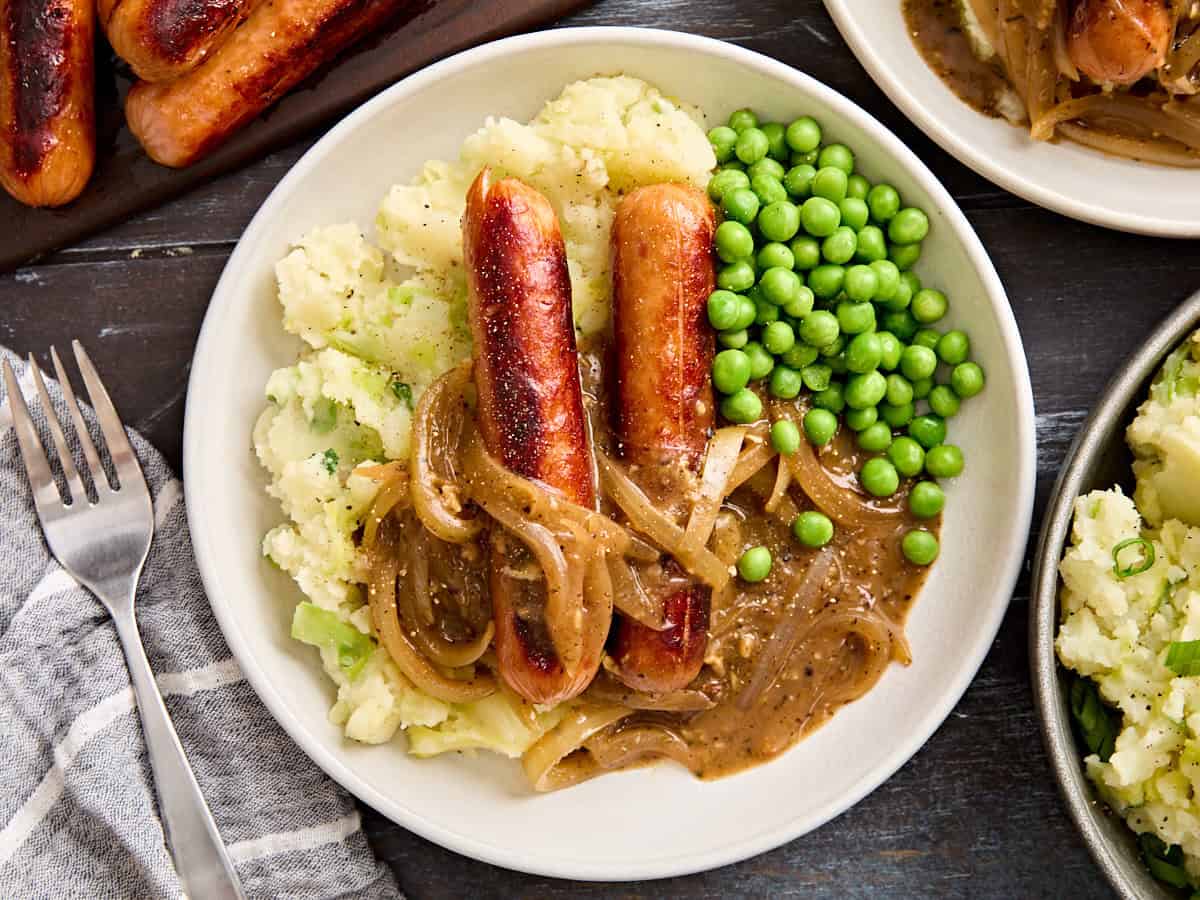 Bangers and Mash with Onion Gravy