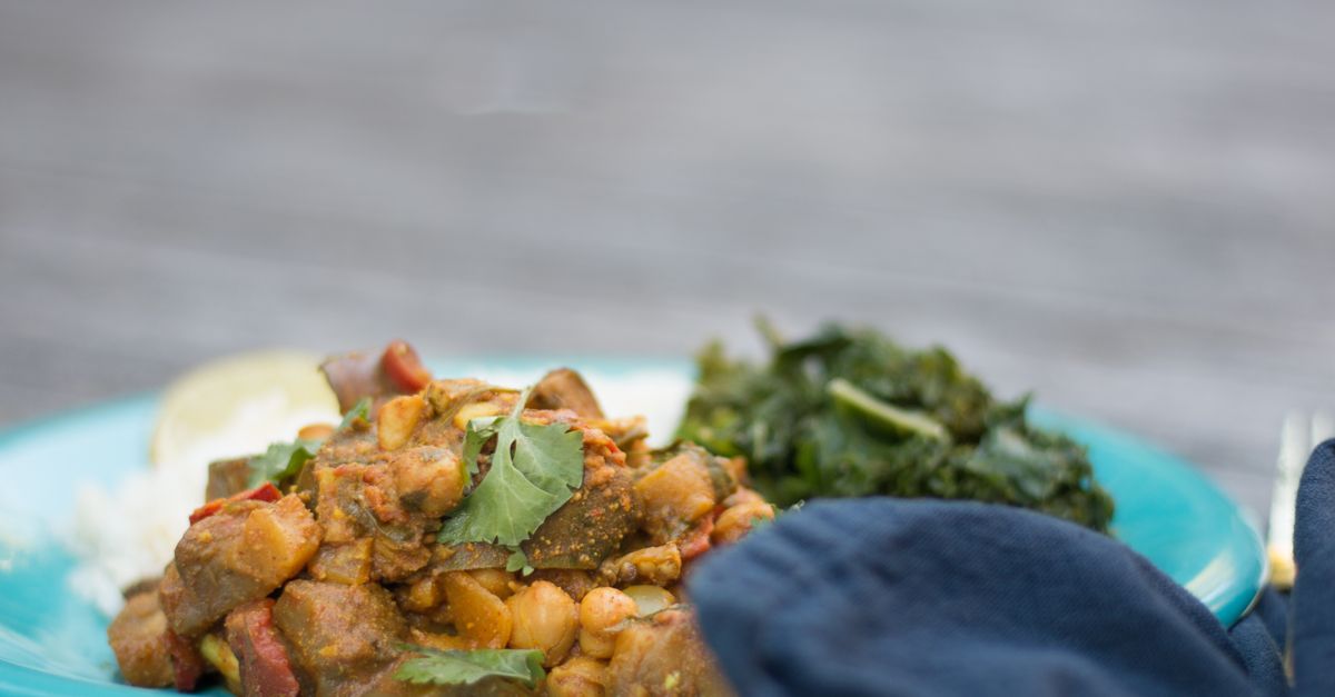 Spicy Aubergine and Chickpea Traybake with Whipped Feta