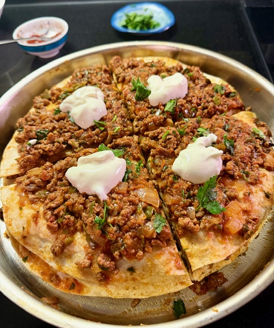 Cheat’s Yağlama (Layered flatbreads with meat sauce and garlic yoghurt)