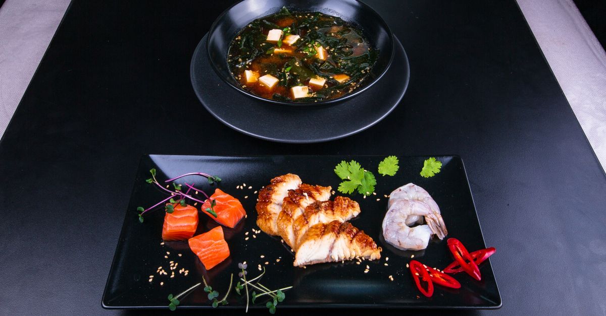 Miso Glazed Salmon with Shiitake Udon