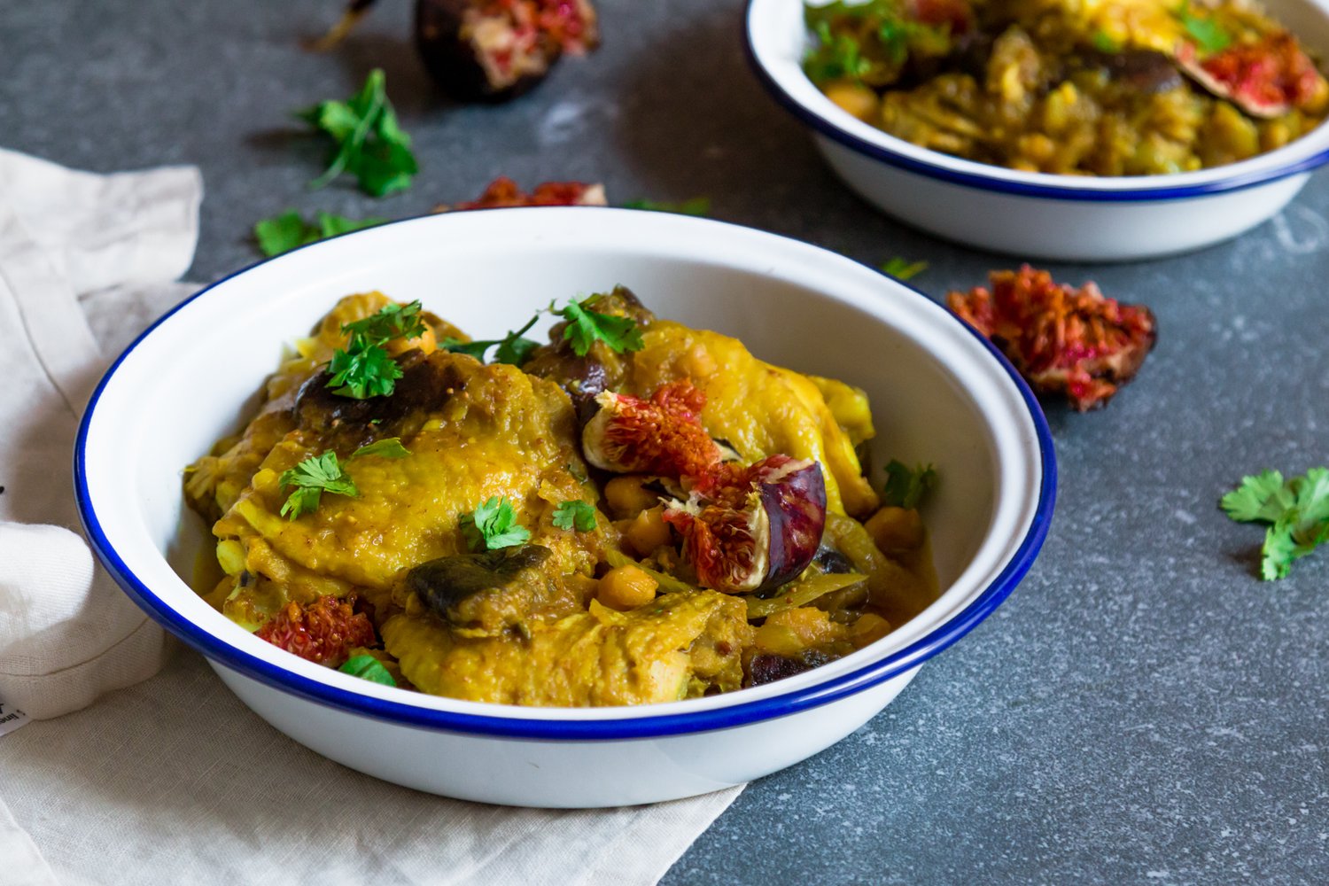 Chicken tagine with chickpeas and fresh figs