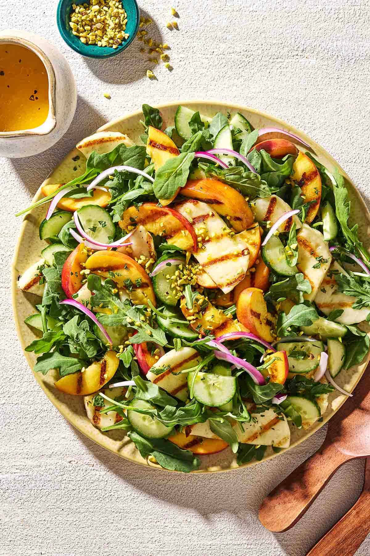 Halloumi Salad with Peaches and Arugula
