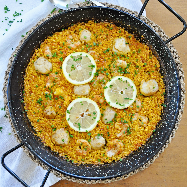 The Easiest Seafood Paella with Shrimp and Scallops