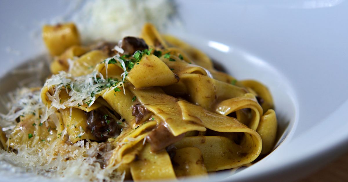 Pappardelle with Slow-Braised Lentils, Tomato & Rosemary