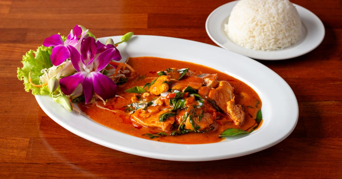 Thai Red Curry with Mixed Vegetables and Coconut Rice