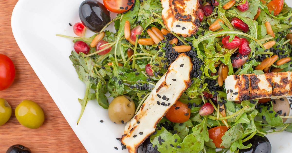 Mediterranean Halloumi Salad with Lemon-Herb Dressing