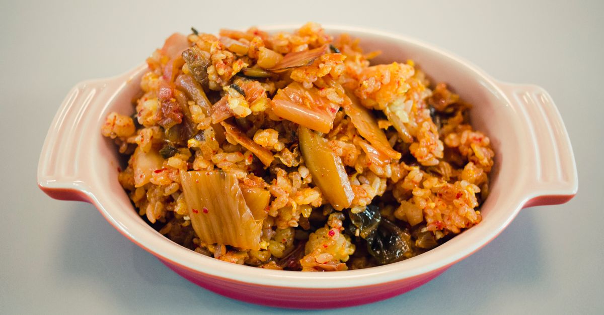 Korean Kimchi Fried Rice with Crispy Fried Egg