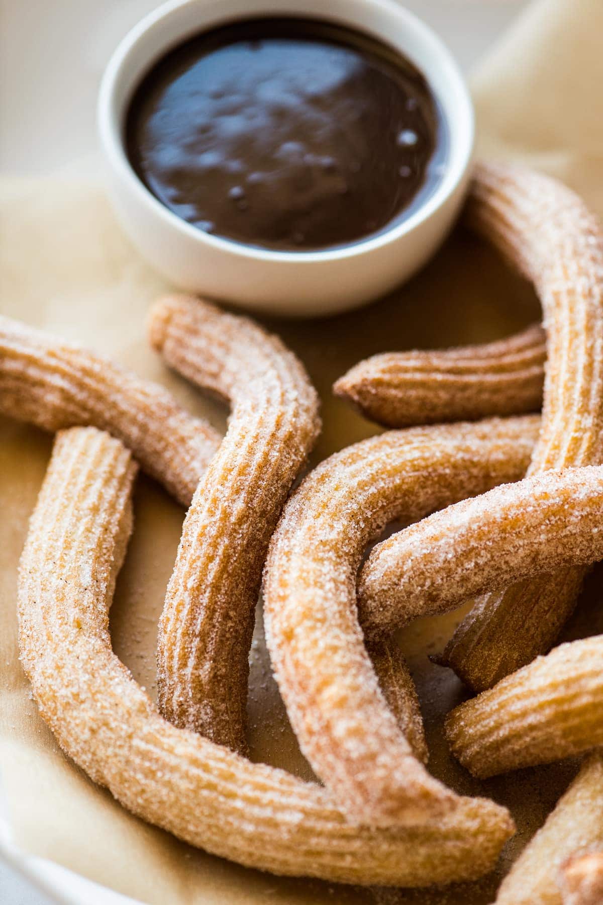 Churros with cinnamon sugar and chocolate dipping sauce